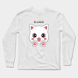 Cute White Cat Paw Anime Long Sleeve T-Shirt